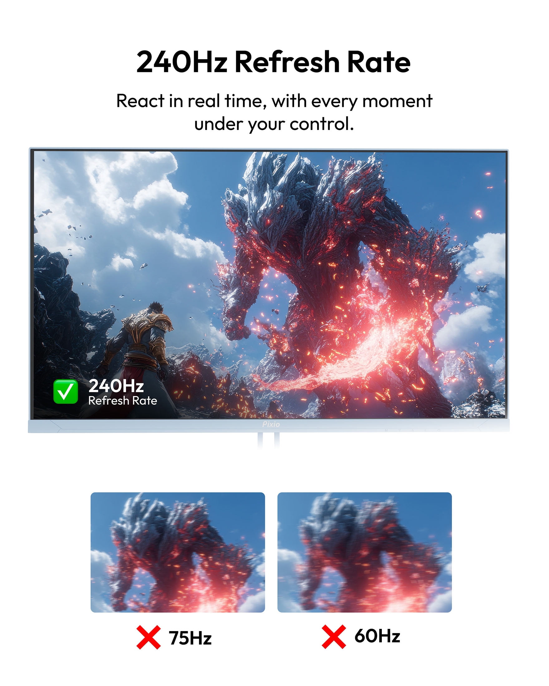 Pixio PX279 Wave Blue 27 inch 240Hz Refresh Rate FHD 1080p Resolution Fast IPS Panel 1ms GTG Resonse Time Gaming Monitor with Adaptive Sync