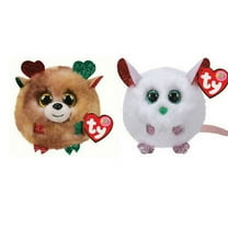 TY Puffies - SET OF 2 CHRISTMAS 2021 RELEASES (Brie & Fudge)(4" Plush) (BONUS ONE RANDOM TY ERASER)