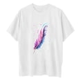 thumbnail image 4 of TSADFHJI Hauts de Maillot de Bain pour Femmes Grande Poitrine T-Shirt Basique pour Femmes Col Rond Imprimé Hauts Blancs Blouse Décontractée en Coton Manches Courtes Ample pour Femmes Chemise de Sport L Violet, 4 of 5