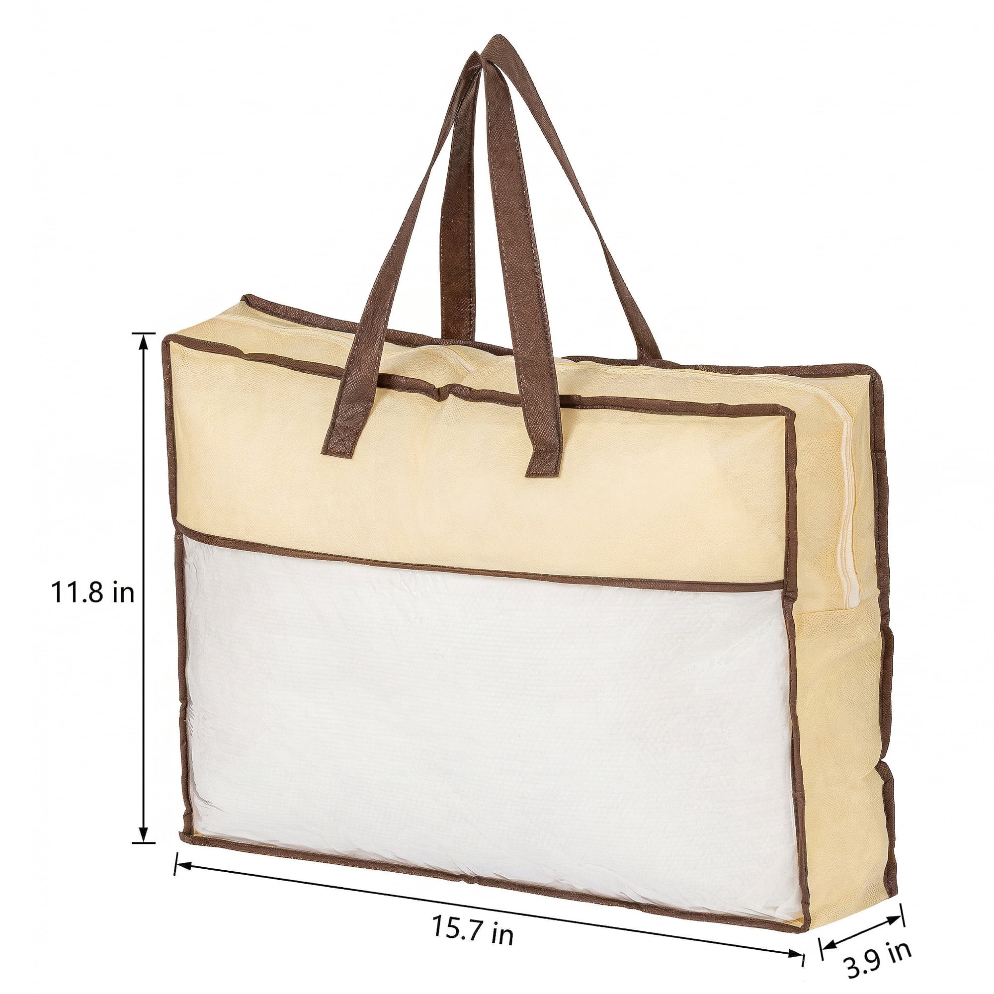 Unique Bargains Storage Bag for Organizing Clothing with Handles Beige 11.8"x15.7"x3.9"