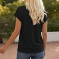 thumbnail image 5 of Craaazy Women's Relaxed Fit V Neck Blouse, Solid Color Short Sleeve Button Accent Tops, Comfy Casual Tee for Summer Gifts, 5 of 5