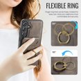thumbnail image 6 of 2 in 1 Function Detachable Magnetic Phone Cases Compatible with Samsung Galaxy S25 Case with Card Holder Ring, Compatible with Magsafe Wallet, Slim Fit PU Leather Men RFID Blocking, Coffee, 6 of 10