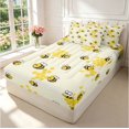 thumbnail image 2 of Erosebridal Watercolor Bee Zipper Full Size Comforter Sets with Fitted Sheet and 2 Pillowcases,Rustic Honeycomb Zipper Bedding Set,Cream Yellow,Polkadot Reversible,4pcs, 2 of 8
