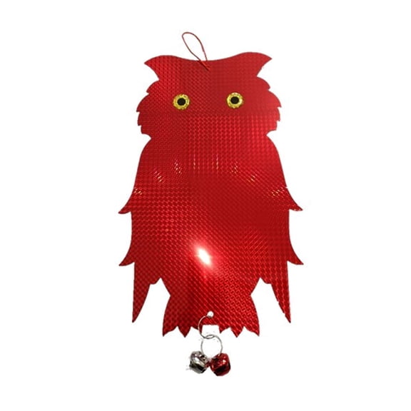 OIUR Bird Repellent Owl Reflector Double-sided Bird Scare Reflective Owl with Bells Outdoor Garden Yard Farm Hanging Bird Deterrent Device Decoration