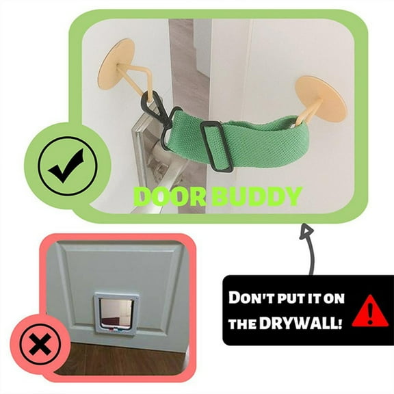 Pet Door Latch Adjustable Door Opener for Cats Pet Door Stopper Strap Punch Free Cat Entry Strap Lock Keep Dog Out of A