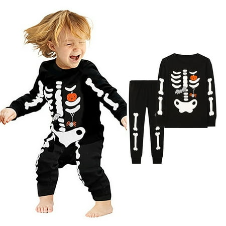 

Yiwula Toddler Boys Family Pajamas Suit Bones Sleepwear Outfits Matching Sets