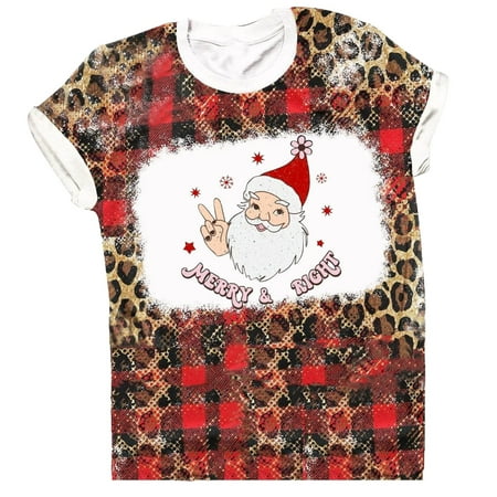 

Womens Tops Corset Tops for Women Christmas Trendy Woman Causal Round-Neck Printed Blouse Short Sleeve T-Shirt Tops White Long Sleeve Shirts for Women Valentine Shirts for Women Clearance Red L