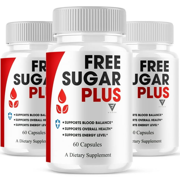 (3 Pack) Free Sugar Plus Capsules, FreeSugarPlus Blood Support (180 Capsules)