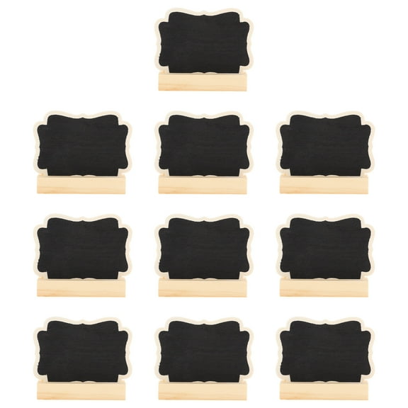 Wooden Mini Blackboard Set of 10 Pieces for Decoration with Stand Black Color Perfect for Notes and Wedding Use 3.5 x 2.75 Inches