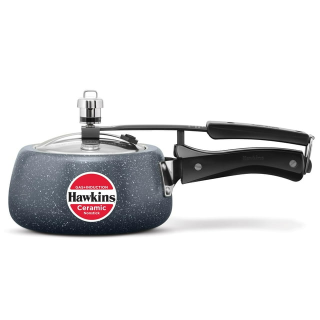 Ceramic Nonstick Pressure Cooker 1.5 Liters | Induction Inner Lid Cooker, Granite Contura Shaped Cooker, Best Cooker (ICC15) - Grey Aluminium