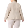 thumbnail image 3 of Blazers de talla grande para mujer Agnes Orinda, chaquetas de traje de oficina de lino con solapa y botones, con bolsillo 1X beige, 3 of 5