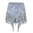 thumbnail image 7 of Tittly Shorts for Women Palazzo Pants Women's High Waisted Embellished Sequin Detailed A Line Flared Hot Pants Fashion Shorts Wide Leg Pants Woman Womens Shorts Blue XXL, 7 of 7