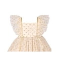 thumbnail image 4 of Robe Fille Beige à Pois Paillettes Manches à Volants Fête 10 Ans, 4 of 6
