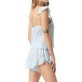 thumbnail image 2 of Defitshape Women's 2 Piece Linen Cotton Pajamas Cute Striped Short Sleeve Pajama Set Summer Cami V Neck Comfy Ruffle Shorts Pjs Light Blue Medium, 2 of 4