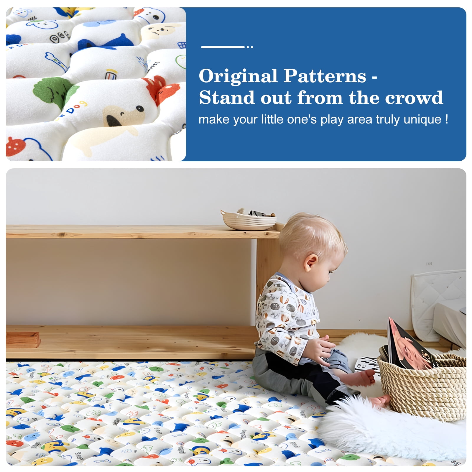 VIVIDVIBEBEARPAS Premium 71"x59" Extra Soft Foam Crawling &Baby Play Mat - Non-Slip, Machine Washable for Infant Toddler Floor Activity and Tummy Time