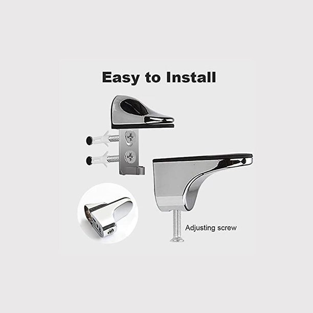 Soporte de estante de vidrio de 4 piezas, estante de vidrio de ba?o de aleación de zinc pulido ajustable para pisos de vidrio y madera de hasta 2-23 mm de espesor Max Banban ZefeiWu 8390612519048
