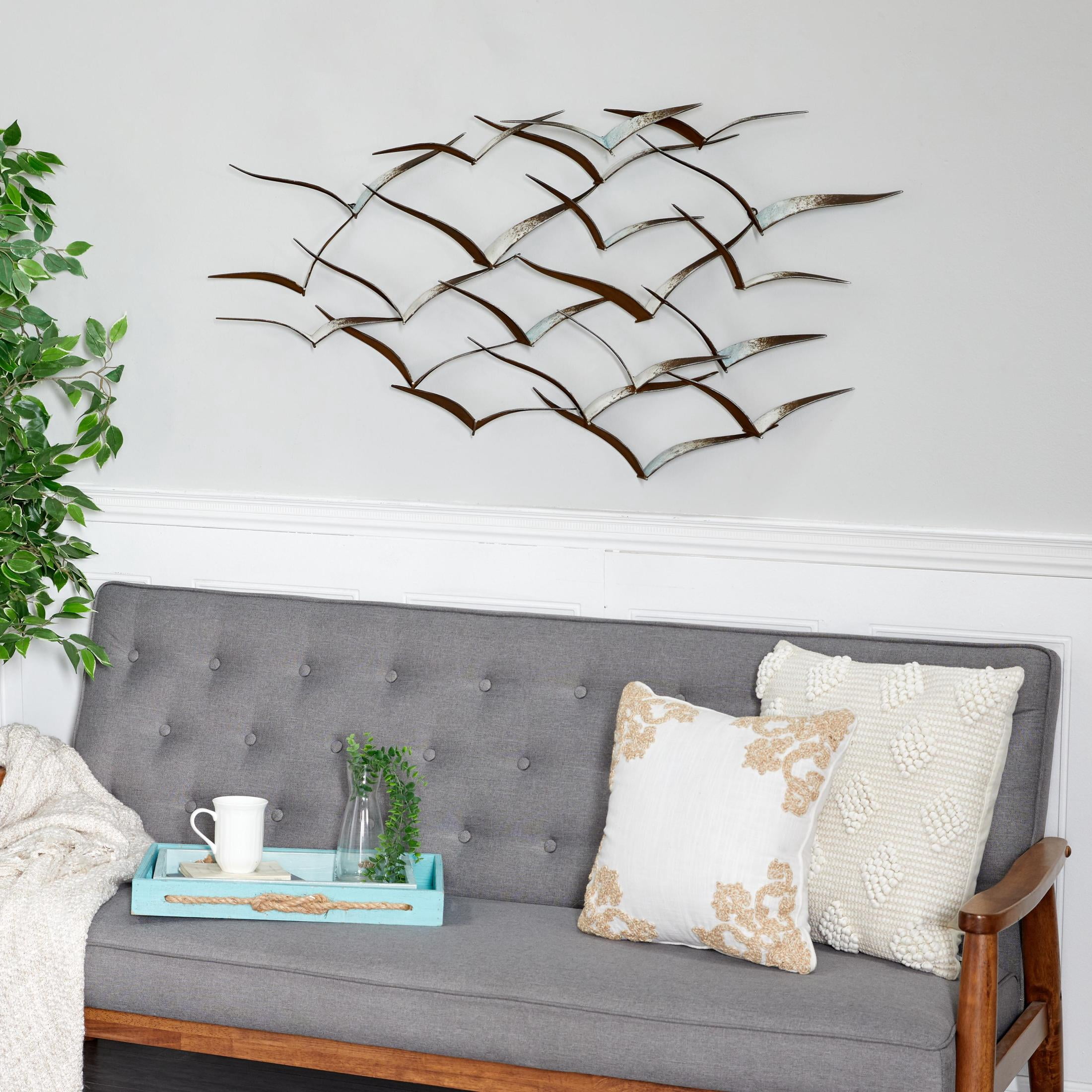 DecMode Brown Metal Flying Flock Of Bird Wall Decor