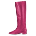 thumbnail image 2 of FSJ Women Almond Closed Toe Knee High Boots Flat Low Heel Stretchy Pull On Long Boots Comfort Fall Winter Walking Shoes Size 7 Pink, 2 of 4