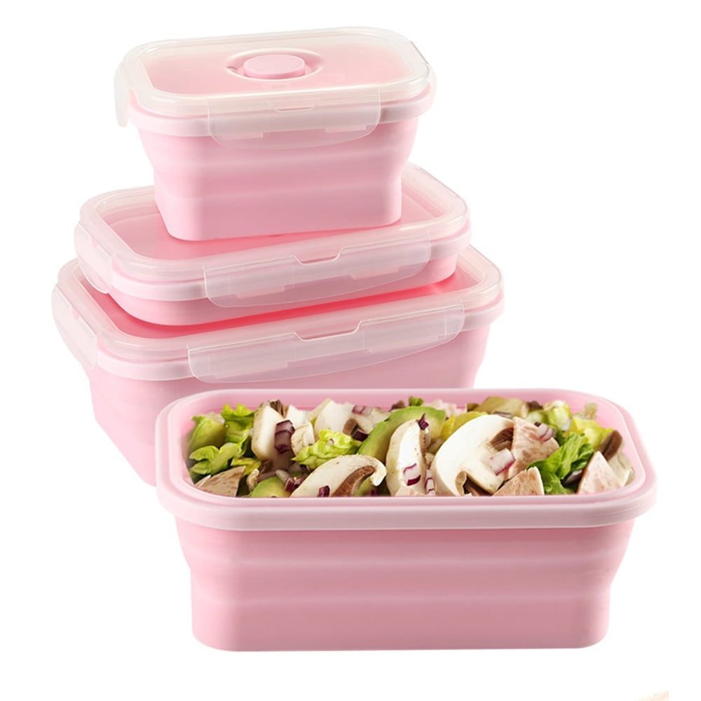 BPA Free Silicone Food Storage Containers with Airtight Plastic Lids