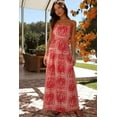 thumbnail image 7 of Womens Summer Graphic Print Spaghetti Strap Sleeveless A-Line Maxi Dress (M, MultiBlue), 7 of 7