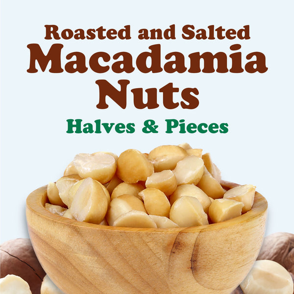 Dry Roasted Macadamia Nuts Halves and Pieces with Himalayan Salt, 2 Pounds – Vegan, Kosher, Bulk – by Food to Live