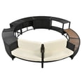 thumbnail image 2 of Outdoor Spa Surround Frame, Patio Rattan Spa Sofa Set with Storage Spaces, Mini Sofa and Comfortable Cushion for Patio,Backyard, Grey, 2 of 8