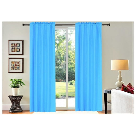 1 PAIR lined thermal blackout window curtain panel treatment drape top rod pocket turquoise plain solid color R64 35" X 95" each panel