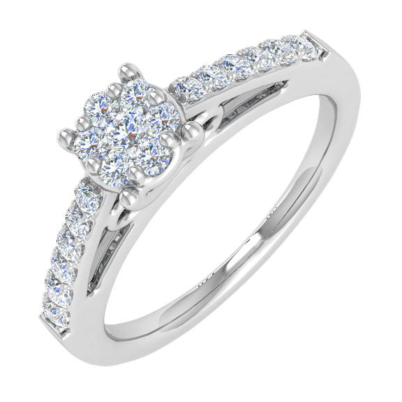 0.30 Carat Prong Set Diamond Engagement Ring in 14K White Gold (Ring Size 5.5)