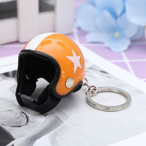 Yaoping Mini Motorcycle Helmet Keychain Men's Gift Five-Pointed Star Helmet  Key Ring