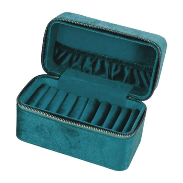Caja para guardar pulseras, vitrina para joyas, organizador de mesa de cuero sintético de terciopelo. Azul eléctrico