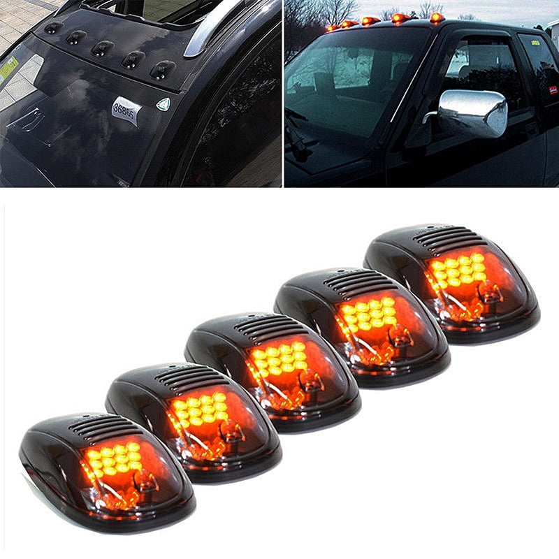5pcs Smoked Cab Roof Marker White Lights For 2003 2016 Dodge Ram 2500 