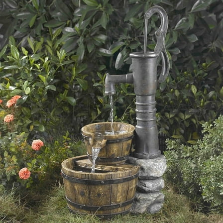 Jeco FCL005 Weatherproof Glass Old Fashion Water Pump Fountain, Natural