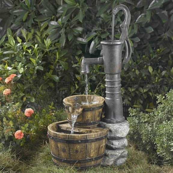Jeco FCL005 Weatherproof Glass Old Fashion Water Pump Fountain, Natural