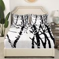 thumbnail image 3 of Tree Branch Bed Sheets Set Twin Abstract Ink Sheet Set Abstract Plant Art Work Botanical Sheets For Adults Men Japanese Modern Geometric Simple Black White Top Sheet, 3 of 6