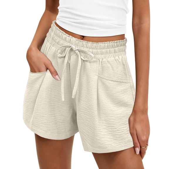 ANRABESS High Waisted Shorts for Women Summer Drawstring Lounge Shorts with Pockets Casual Loose Beach Vacation Shorts