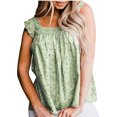 thumbnail image 1 of Camiseta sin mangas suelta de verano para mujer con cuello cuadrado y volantes florales Pompotops  qwe25051, 1 of 7