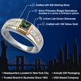 thumbnail image 2 of Gem Stone King 925 Silver and 10K Yellow Gold Green Mystic Topaz and White Lab Grown Diamond Statement Ring for Men | 1.25 Cttw | Princess 5MM | Gemstone November Birthstone | Size 11, 2 of 5