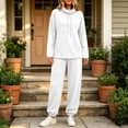 thumbnail image 6 of Women's Two-piece High Neck Sports Suit Long Sleeved Drawstring and Jogging Pants Casual with Pocket Set, 6 of 9