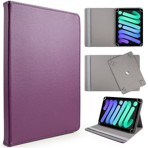 Xpm Case for Universal Tablet Case PU Leather with 360 Degree Rotatable Kickstand and Multiple Viewing Angles Fit 7" - 8" iPad/Android/Tablet PCs Cover - Purple
