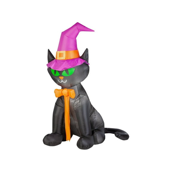 Gemmy Halloween Black Cat Witch 6.5ft Inflatable Lawn Decoration