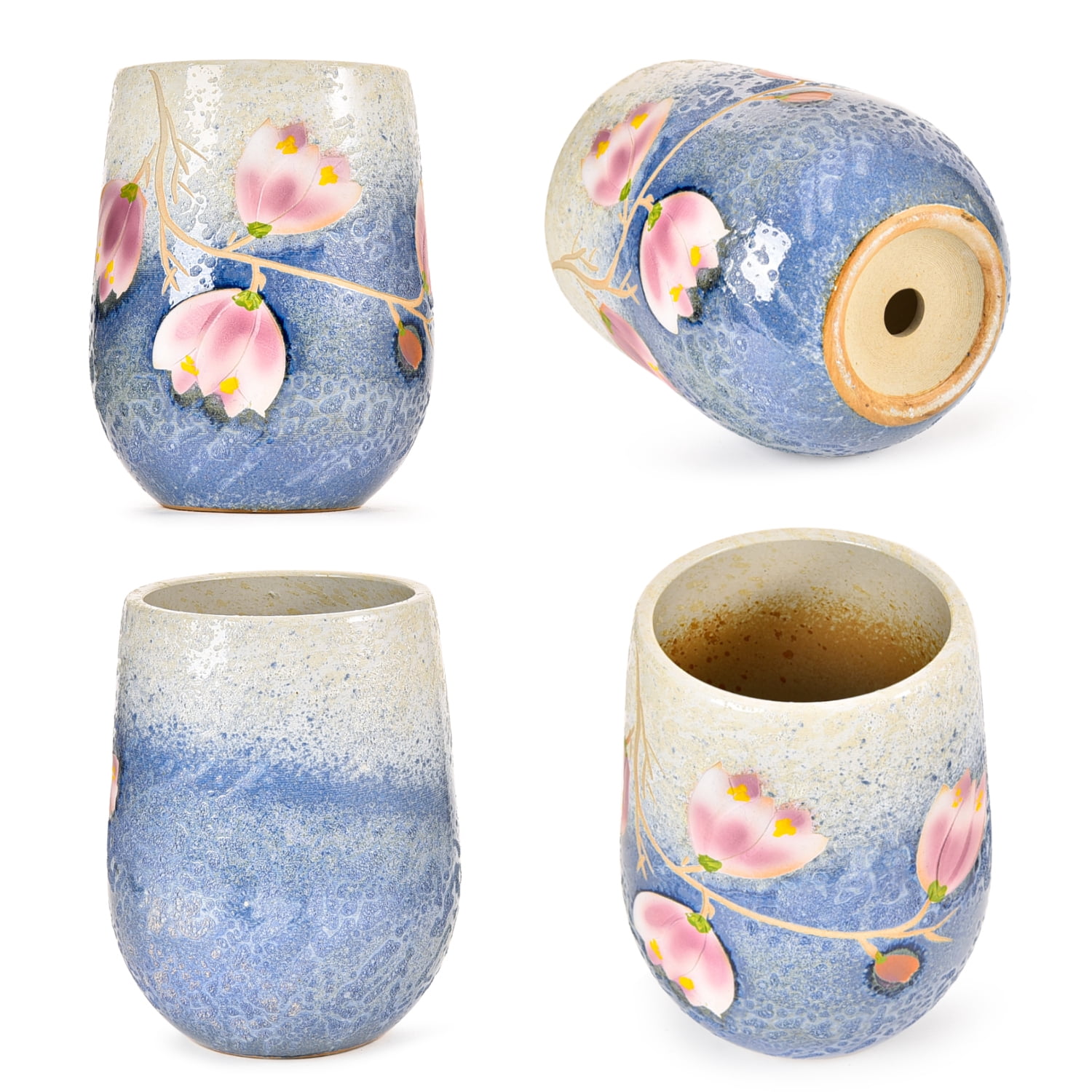 Sungmor 10.6 Inch Ceramic Succulent Plant Pot with Drainage Hole, Hand Painted Flower Pots for Plants, Unique Texture Decorative Planter for Indoor and Outdoor, Pottery Vase for Home Office Decor