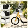 thumbnail image 6 of 16" Inflatable Youth Scooter, Kick Scooter with Adjustable Handlebars, Double Brakes, Front Basket and Cupholder, Orange, 6 of 7