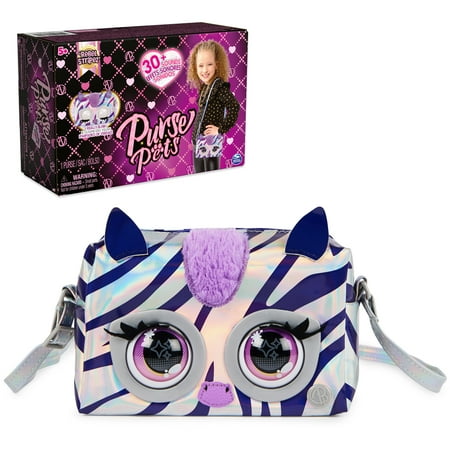 Purse Pets Metallic Mood Rebel Stripez Interactive Pet Toy and Crossbody Shoulder Bag with over 30 Sounds and Reactions Kids Toys for Girls