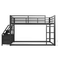 thumbnail image 6 of Bellemave Low Bunk Bed Twin Over Twin with Storage Drawers & Shelves, Metal Twin Loft Bed with LED Lights, Toddler Floor Bunk Beds for Small Space (Black), 6 of 9