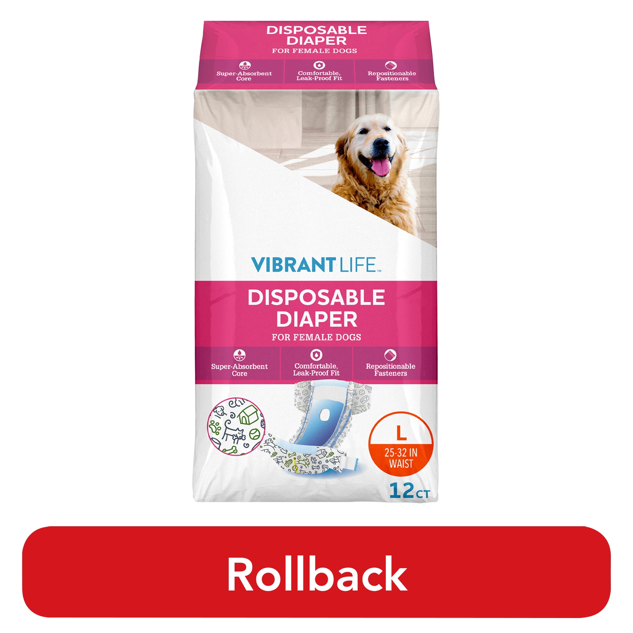 (4 pack) VIBRANT LIFE DIAPER LG