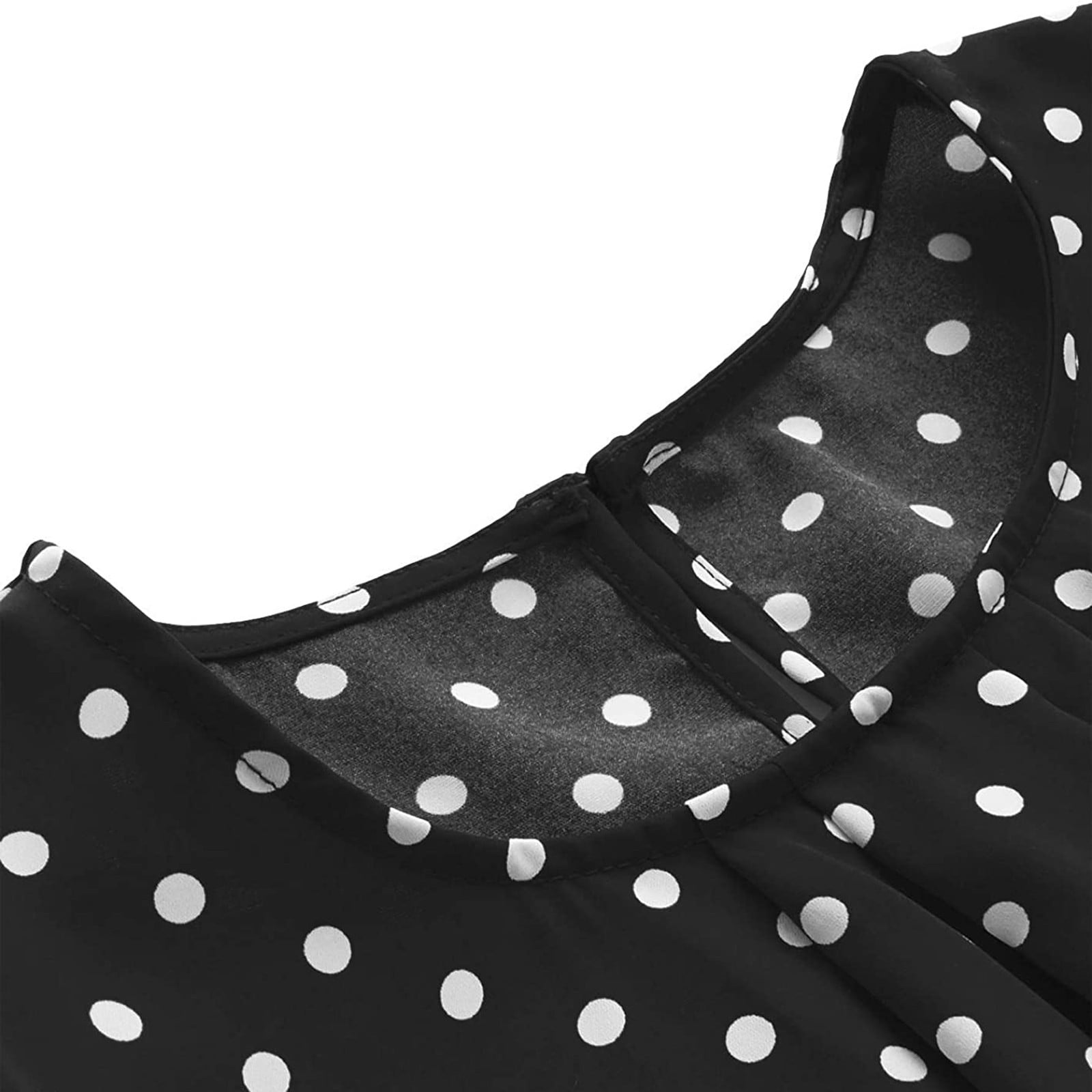 【Size M & L】Dressy Short Sleeve Polka Dots Blouse
