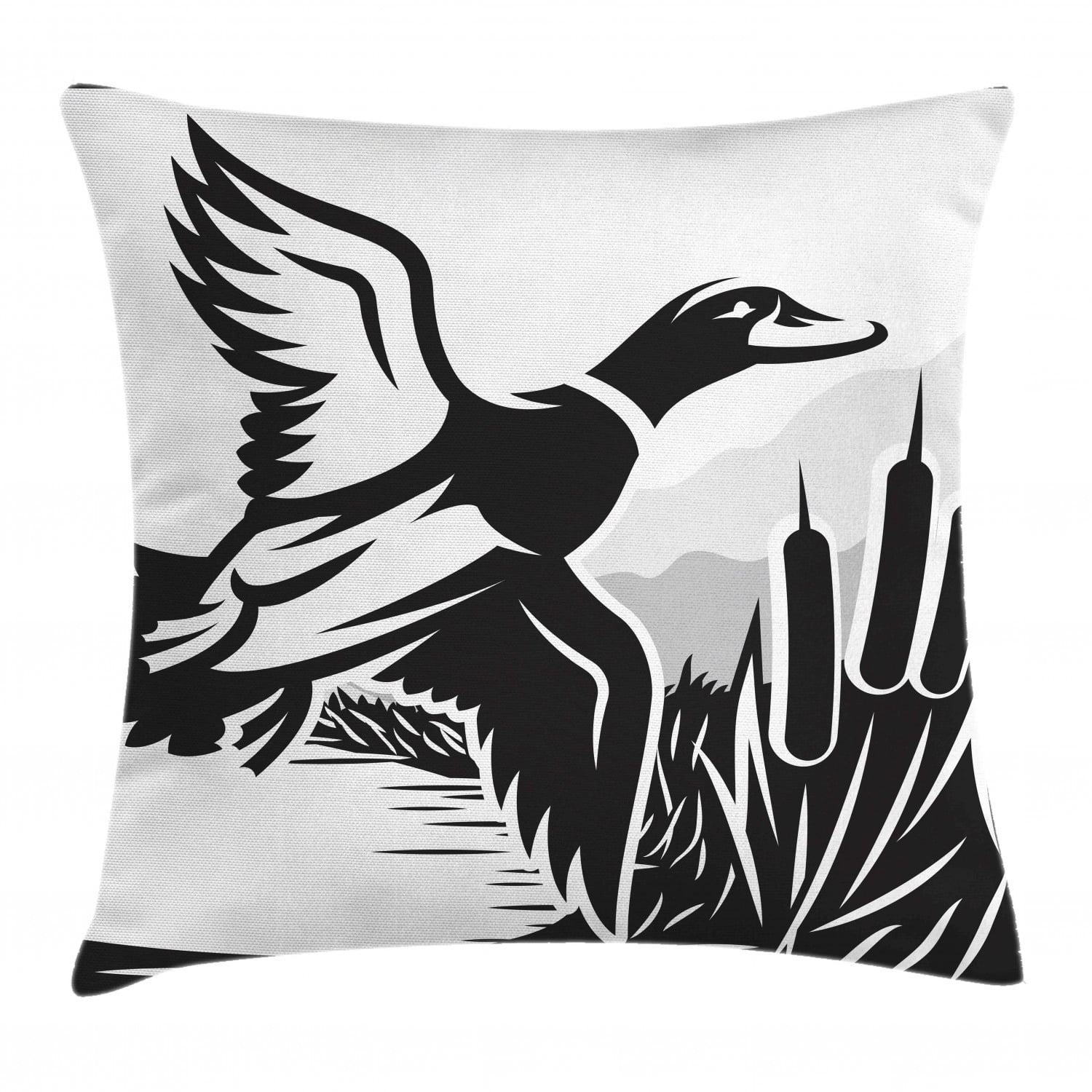 Duck Hunting Throw Pillow Cushion Cover, Bold Monochrome Computer