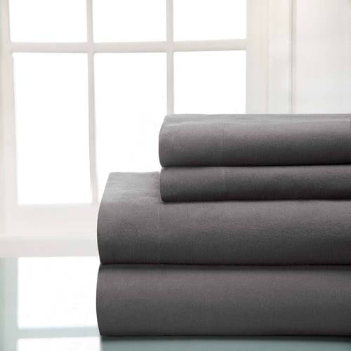 Winter Nights Cotton Flannel Sheet Set, Elite Home Products, Gray, Full