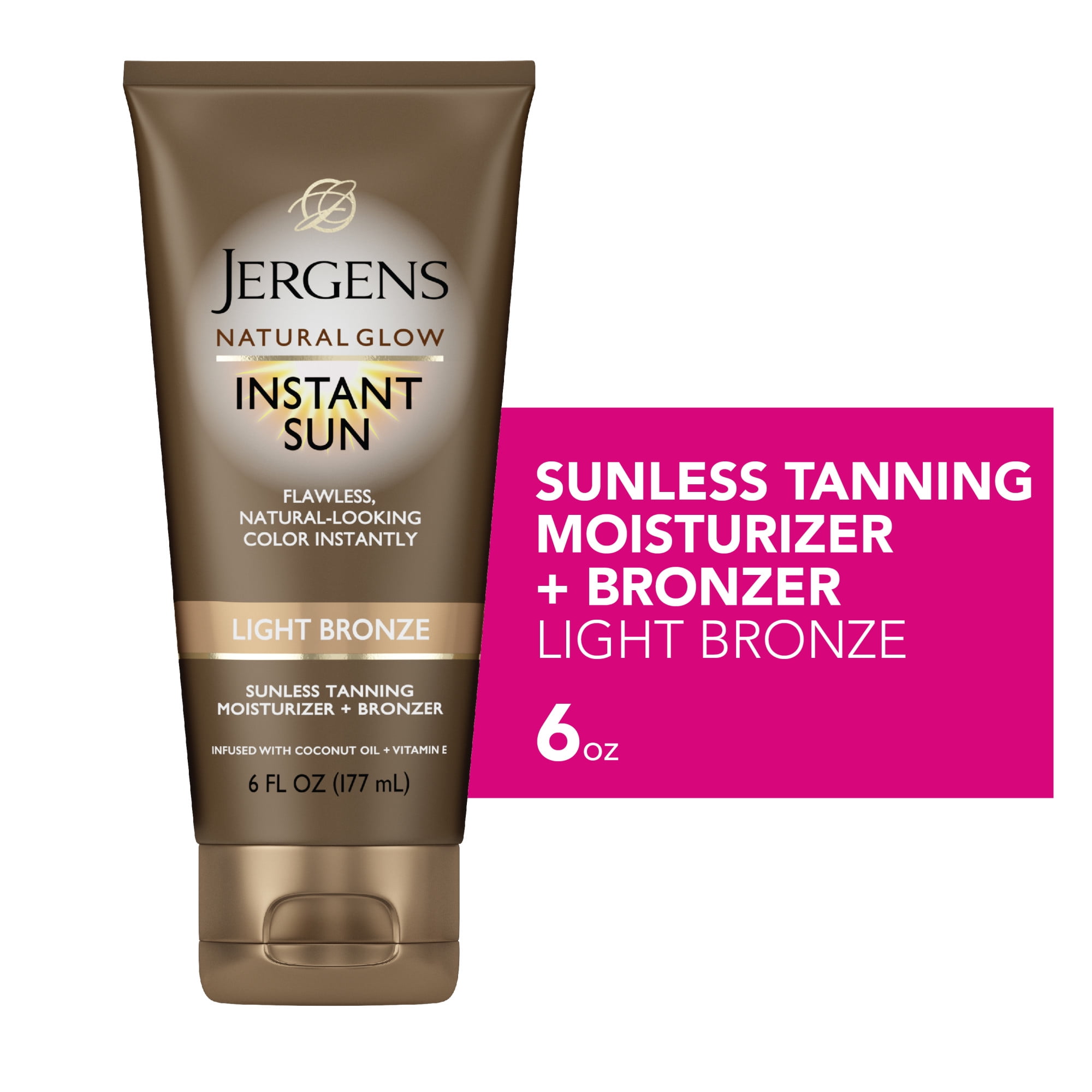 Jergens Natural Glow Instant Sun Tanning Moisturizer + Bronzer, Light Bronze, 6 Ounce Walmart.com