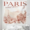 thumbnail image 1 of Pink Tapestry, Vintage Watercolor Style Paris Illustration with Tour D'Eiffel Old Streets Image, Fabric Wall Hanging Decor for Bedroom Living Room Dorm, 5 Sizes, Pink, by Ambesonne, 1 of 1